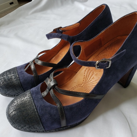 Chie Mihara Navy Suede Mary Jane Heels - Picture 1 of 5